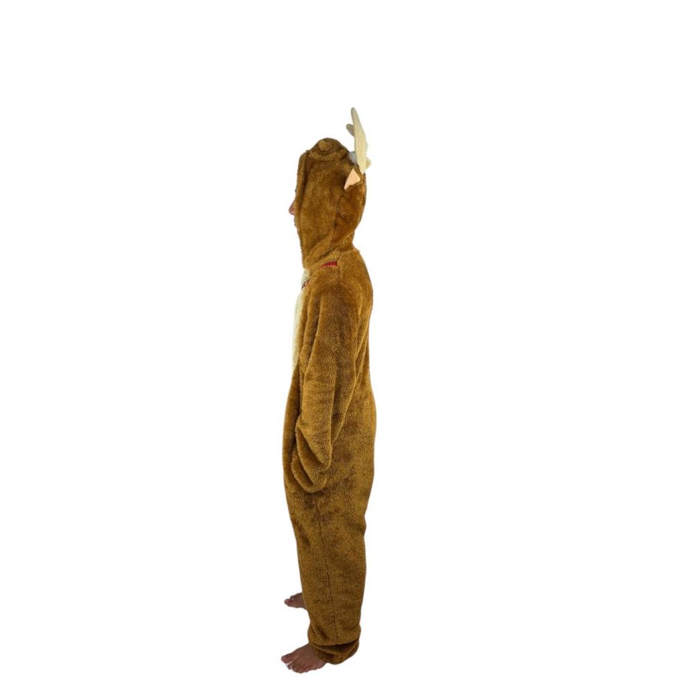Briefly Stated Reindeer Moose Onesie XL Brown Hooded Pajamas Christmas Costume - Picture 7 of 15